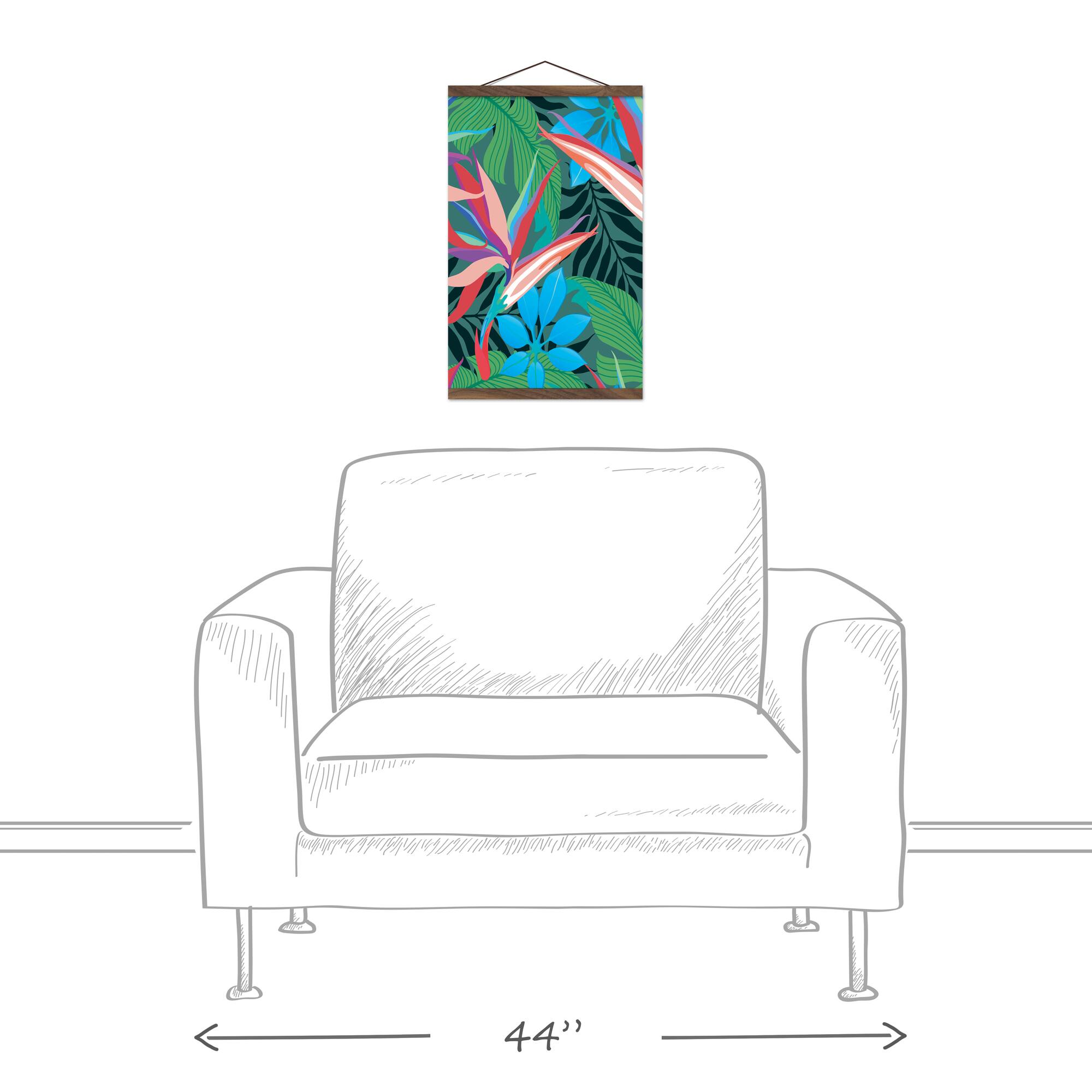 Island Palms Teak Hanging Canvas